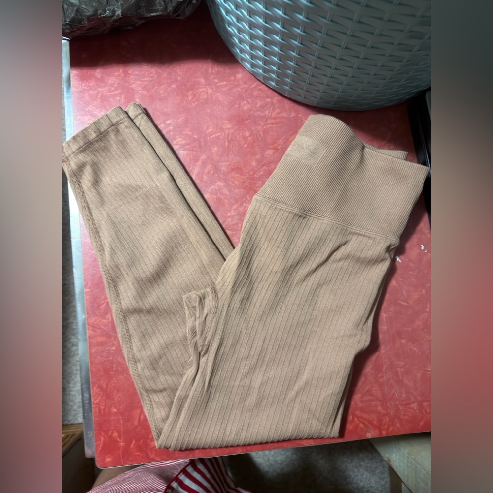 PINK Victoria's Secret Ribbed Capris in Beige